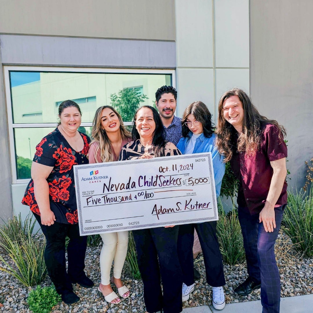 Adam kutner cares organization donation of 5,000 dollars to nevada child seekers.